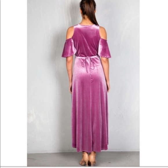 {Hummingbird}Lavender Velour Wrap Maxi Dress - Picture 3 of 4